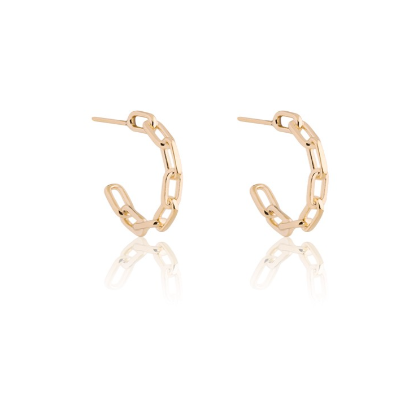 Brincos Argola Elo Banhado em Ouro 18K.